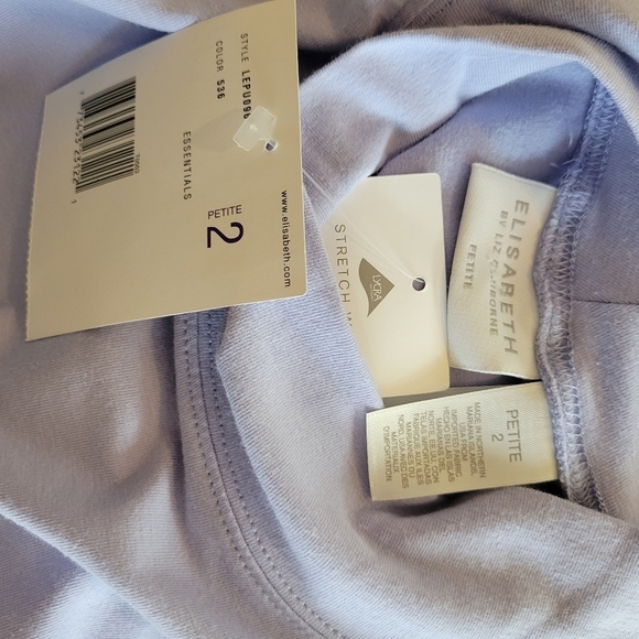 NWT ELISABETH Lavender Mock Neck Longsleeve Cotton/Lycra - Picture 5 of 7